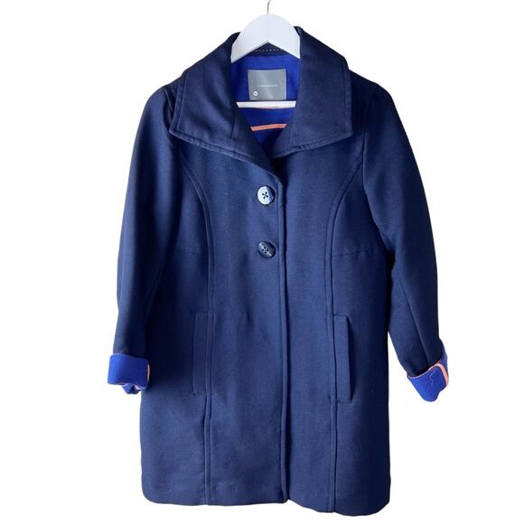 Anthropologie Navy Blue Wellesley Pleated Peacoat Size M - Picture 3 of 10
